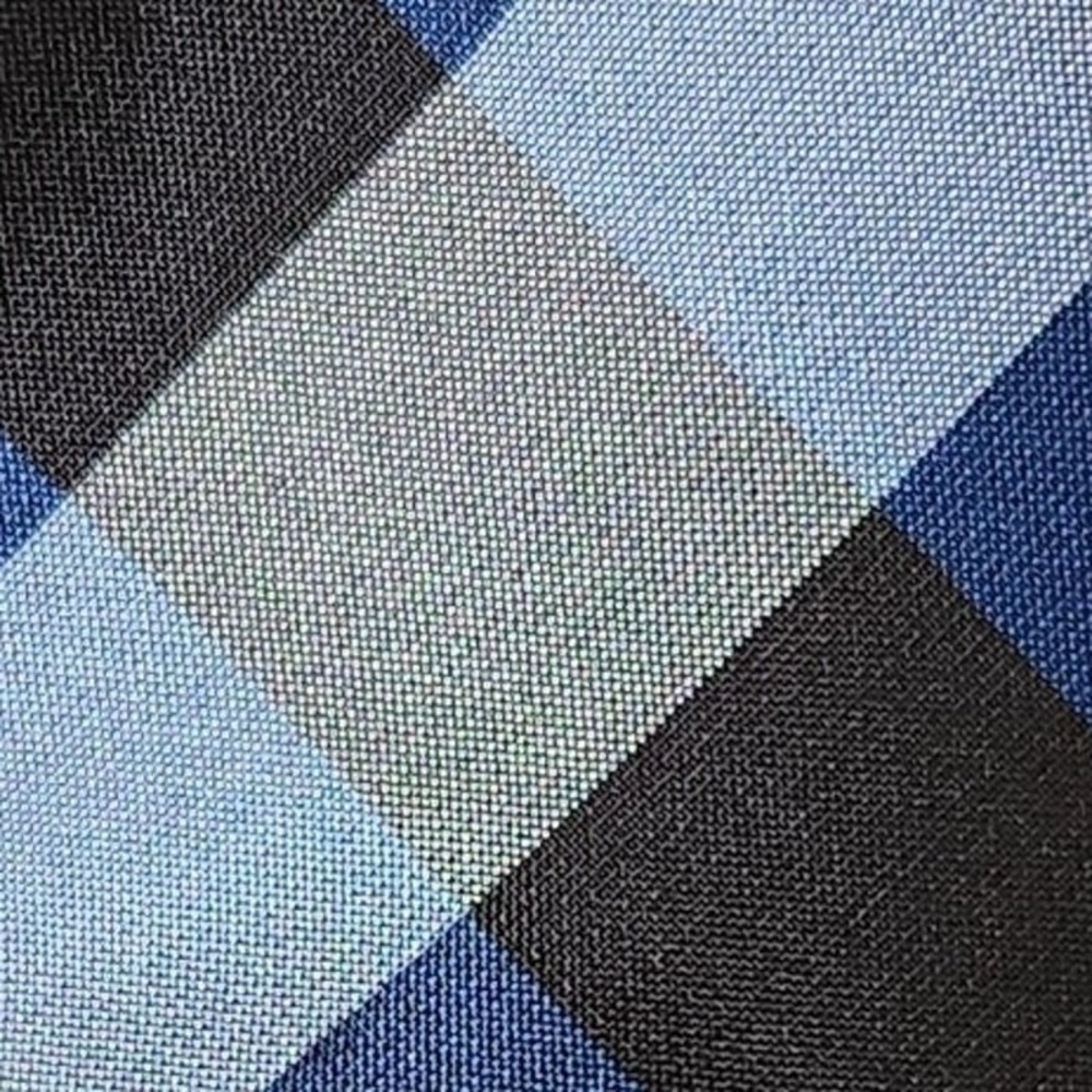 Stafford Standard $65 Blue Black Buffalo Plaid Bold Print Silk Tie‎ Lumbersexual